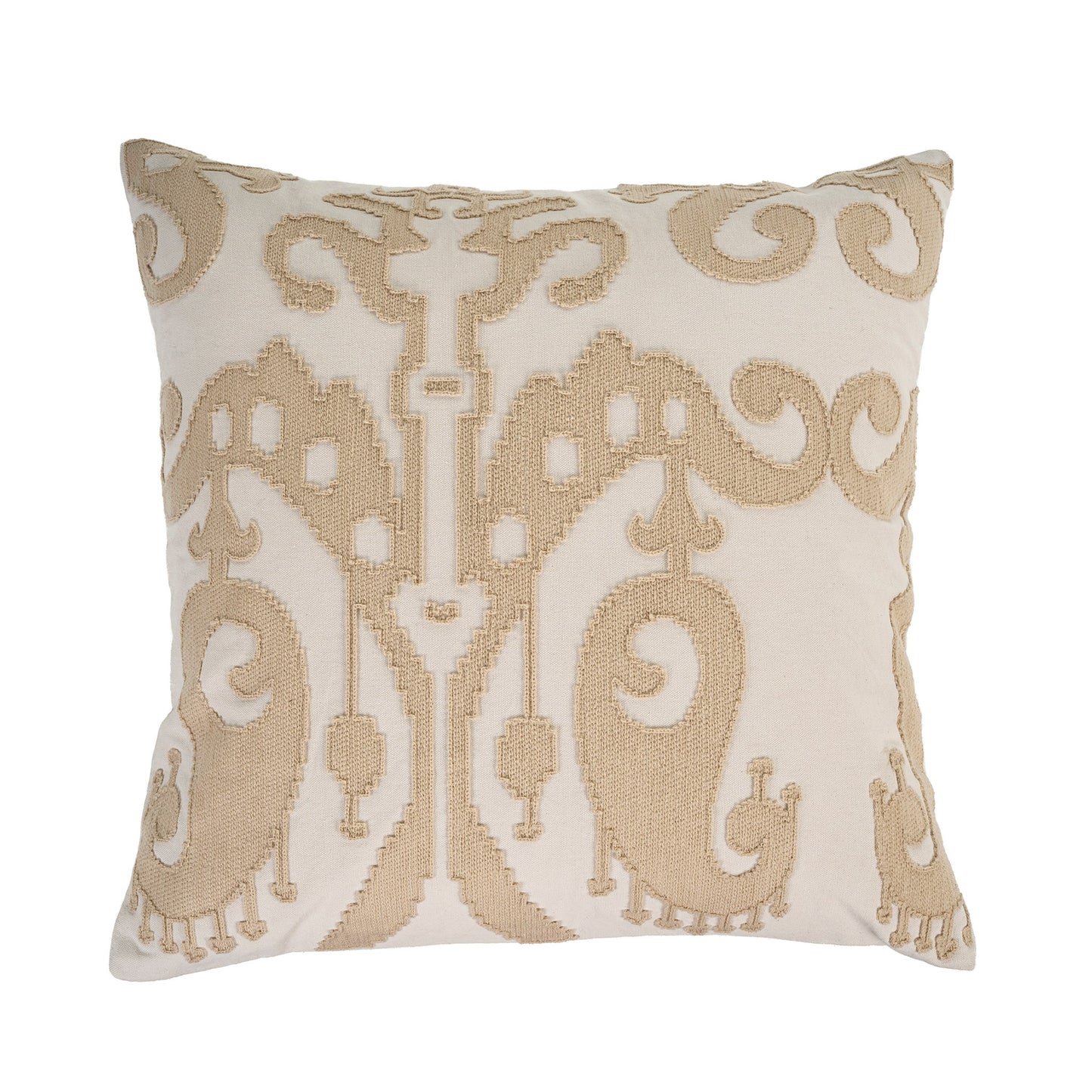 20x20 Embroidered Ikat Cushion Ecru