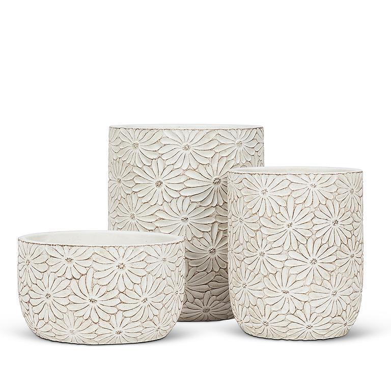 Daisy Vase Planter Small White