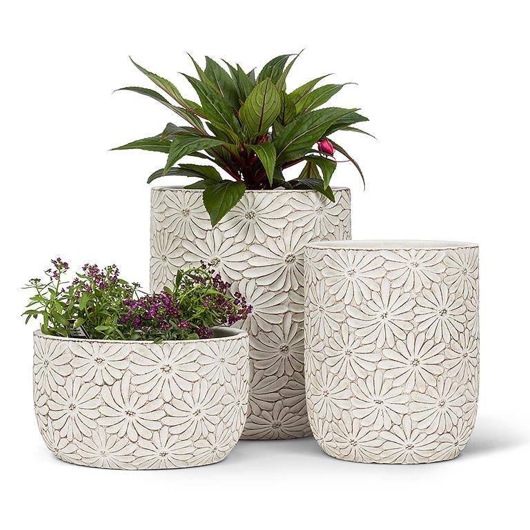 Daisy Vase Planter Small White