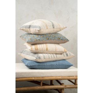 24X24 Lina Linen Cushion, Arctic Blue