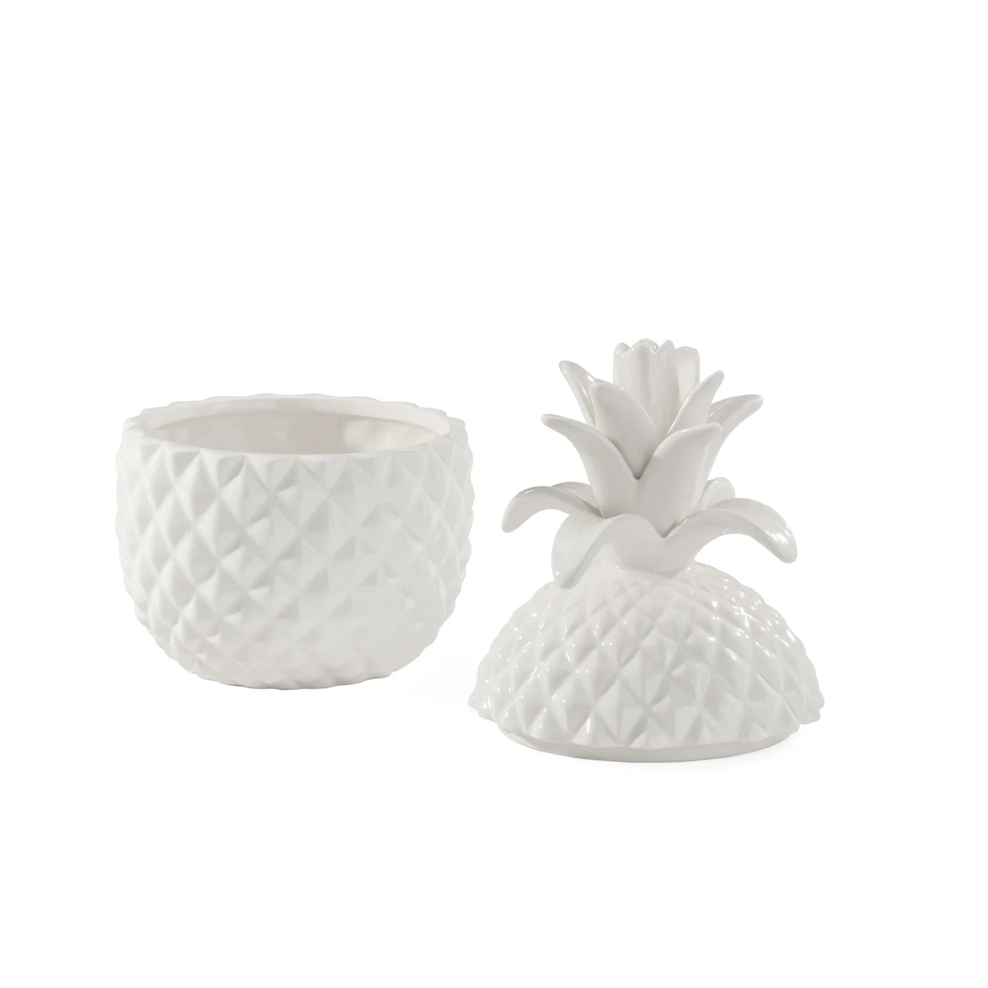 Pineapple 8" White Ceramic Canister- Small