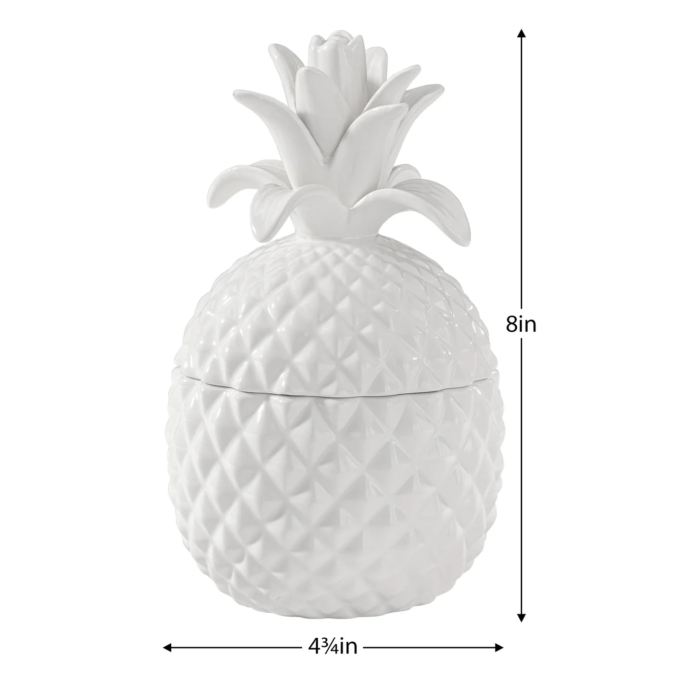 Pineapple 8" White Ceramic Canister- Small