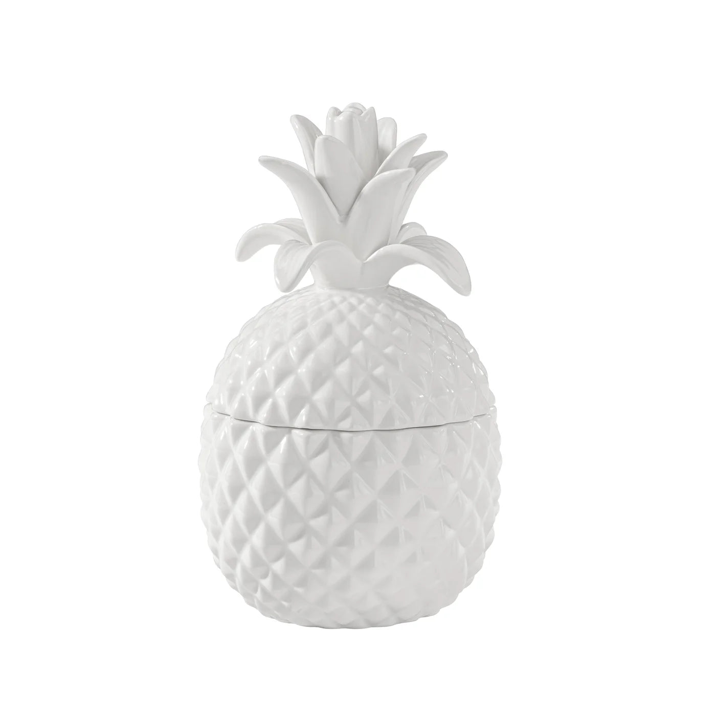 Pineapple 11" White Ceramic Canister- Large