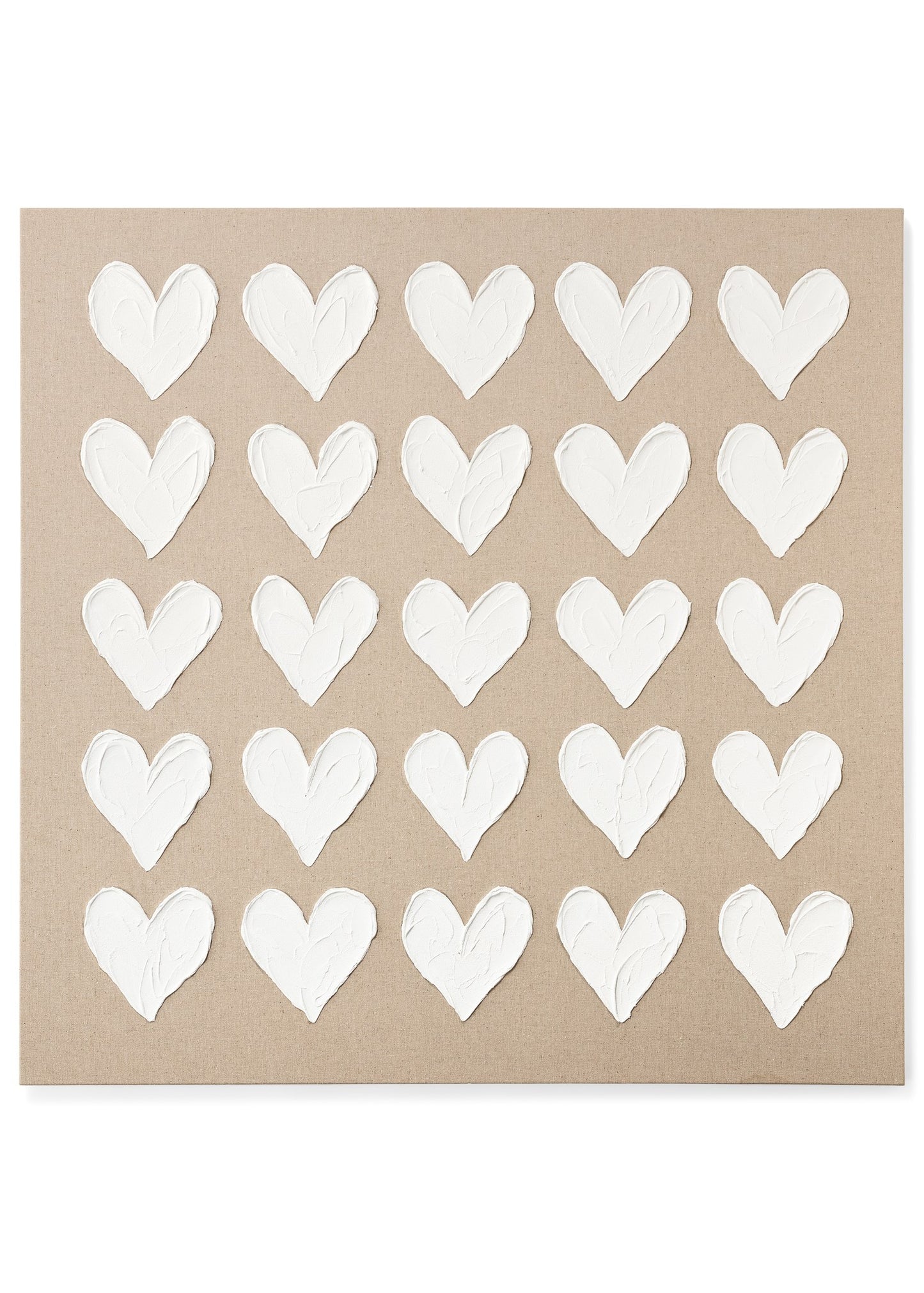 WALL ART HEARTS CANVAS NATURAL-WHITE