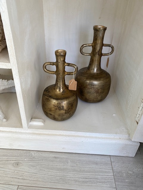 Lagini Metal Vase, Antique Gold, Large