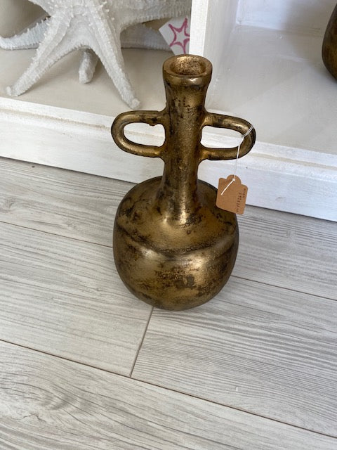 Lagini Metal Vase, Antique Gold, Small